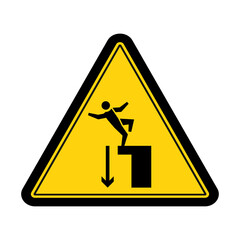 Warning sudden drop sign and symbol graphic design vector illustration
