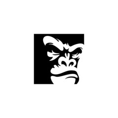 angry gorilla head logo template vector. 
Monkey face logo template vector. Ape logo template
