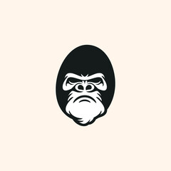 angry gorilla head logo template vector. 
Monkey face logo template vector. Ape logo template