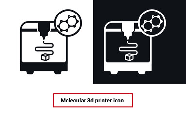 Vector image. Molecular 3d printer icon.