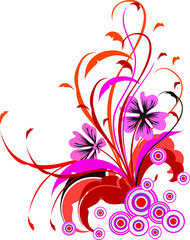 flower and leaf ornaments in orange, pink and brown, suitable for decorating poster designs, banners, cards, etc.