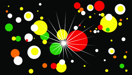 vector background design elements of colorful circles and white rays in the middle, suitable for decorating inserts of posters, banners, cards, frames, congratulations on victory, happiness, celebrati