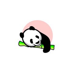 Cute Panda bear Logo design vector template.  Funny Lazy Logo Panda animal Logotype concept icon.  © aliafandi