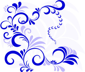 blue leaf and flower ornament with gray shade, perfect for decorating poster designs, banners, cards, etc.
