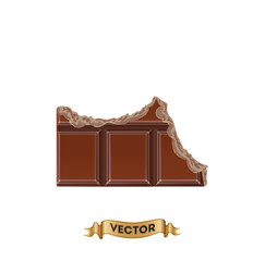 Chocolate bitten bars on white background, realistic vector illustration