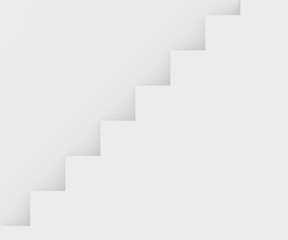 Obraz premium Straight stairs near white wall with copyspace. White wall background with white stairway, 3D render