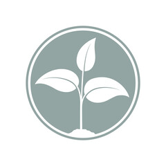 Sprout graphic icon. Young plant growing in the ground sign in the circle isolated on white background. Seedling symbol. Vector illustration
