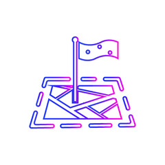 Location icon. Map, home, office location icon. Travel tracking, road map, shop location icon in vector illustration, two color, circle background, black shape.