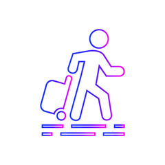 Traveling man icon. Travel around the world icon.