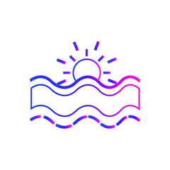 Sunset view from sea beach and nature icon. Sunrise view from sea beach icon with vector illustration.