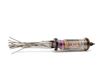 retro low voltage gas-discharge indicator lamp. isolated on white base