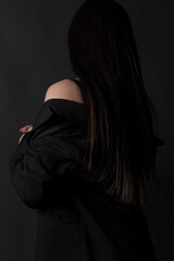 Obraz premium girl in black suit