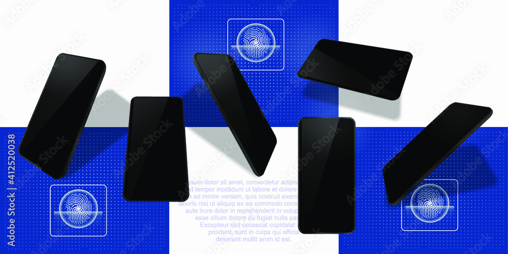 Poster device mockups. realistic smartphone mockup set. frameless smartphone. smartphone mockup design ui, 