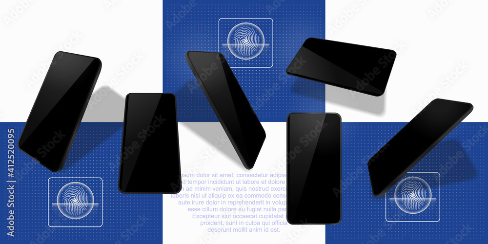 Poster device mockups. realistic smartphone mockup set. frameless smartphone. smartphone mockup design ui, 