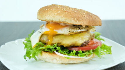 Delicious big hamburger. big beef burger 