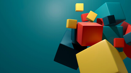 Abstract background with dynamic 3d colorful cube.