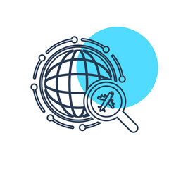 Airplane search icon. world travel airplane icon. find airplane schedule and ticket icon with vector illustration and flat style.