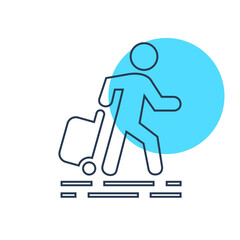 Traveling man icon. Travel around the world icon.