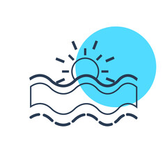 Sunset view from sea beach and nature icon. Sunrise view from sea beach icon with vector illustration.
