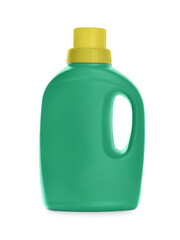 Liquid houseplant fertilizer in bottle isolated on white
