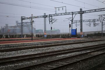 Fototapeta premium Snowing in station