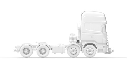 3D rendering of a truck lorry computer model without trailer isolated in white background.