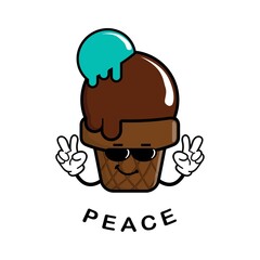 cute ice cream cartoon mascot character