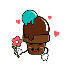 cute ice cream cartoon mascot character