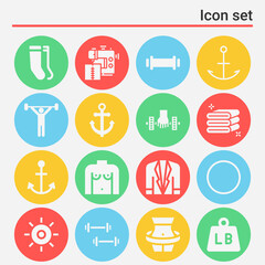 16 pack of waist  filled web icons set