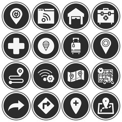 16 pack of navigation  filled web icons set