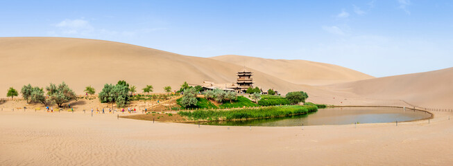 Yueya Spring at the foot of Mingsha Hill, Jiuquan, Gansu, China