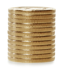Stack of coins on white background. Investment concept