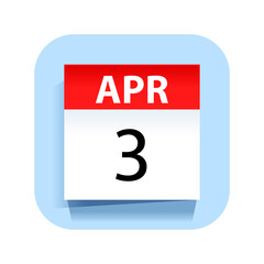 April 3. Calendar Icon. Vector Illustration.