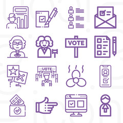 16 pack of approximate  lineal web icons set