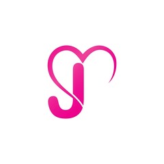 Letter J and Love Logo Template design vector