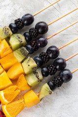Fruits on stick like rainbow colours