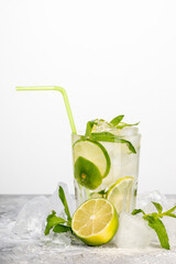 Fresh cocktail with lemon and soda water