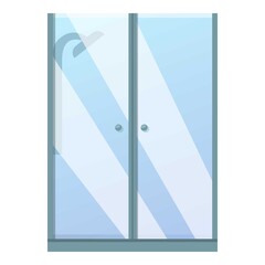 Glass shower stall icon. Cartoon of glass shower stall vector icon for web design isolated on white background