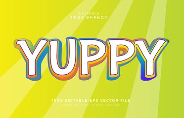 Yuppy Editable text effect template. Premium Full vector illustration