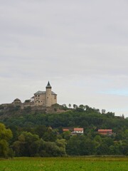 Fototapeta premium Castle Kuneticka Hora (near city Pardubice) in Czech Republic. View from village Raby.