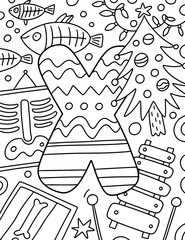 Coloring page Alphabet for kids with cute characters in doodle style. ABC coloring page - letter