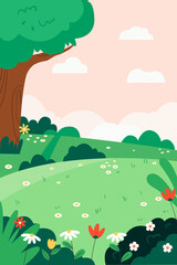 the illustration of natural landscape in spring