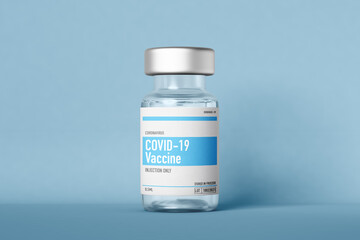Vaccine bottle mockup on soft color background