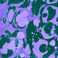 Fototapeta na wymiar Colorful marble ink texture on watercolor paper background. Marble stone image. Bath bomb effect. Psychedelic biomorphic art.