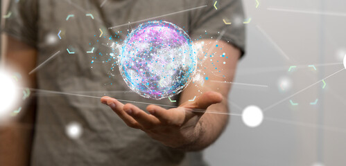 Abstract network of physical devices on the Internet using a network connection with statistics...