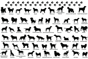 Dog silhouette Black Bundle files with names