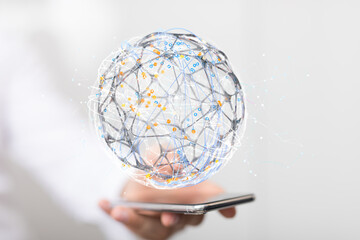 Abstract network of physical devices on the Internet using a network connection with statistics...