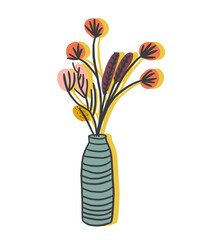 plant illustration. potted house plant vector. botanical art print.