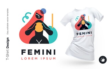 Beautiful modern woman geometric silhouette illustration with with abstract shapes. Print for clothes, posters or souvenirs