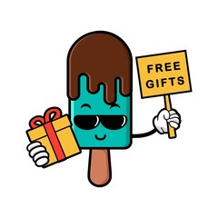 cute ice cream cartoon mascot character